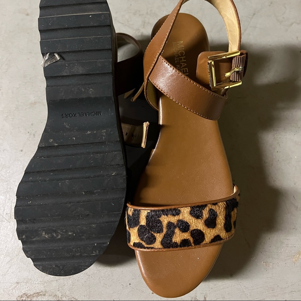 Mk leopard sandal worn once’s